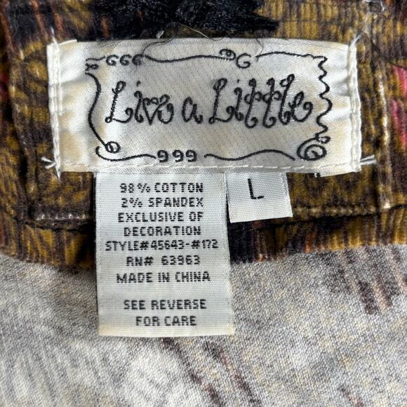 Vintage Faux Fur Trimmed Corduroy Floral Jacket Brown Boho Cropped Penny Lane - Picture 12 of 13